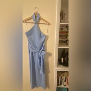 Amanda Uprichard powder blue crossed neck halter midi dress, size small